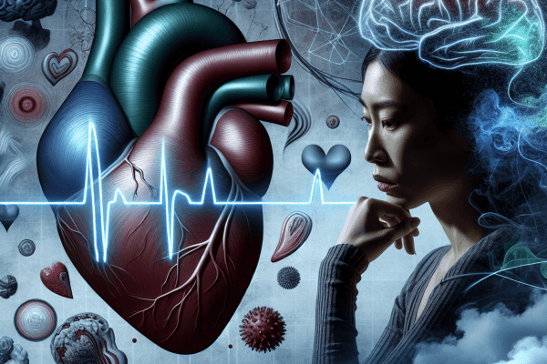 An abstract image featuring a pulsating heart at the center, with a vivid electrocardiogram (ECG) line running through it, symbolizing urgency. Surrou
